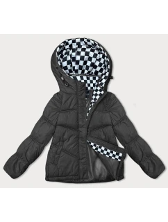 Volná černá dámská bunda s kapucí model 21246327 - Miss TiTi