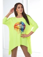 Nadrozmerná blúzka s dúhovou potlačou rúk žltá neónová