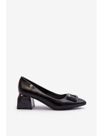Lodičky Na Podpatku S S Ozdobou Z Černé model 21655391 - VINCEZA