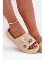 Piankowe Klapki Z Przypinkami Beżowe Redienna