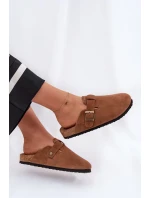 Dámske semišové papuče s prackou Big Star - hnedé Dámske semišové papuče s prackou Big Star - hnedé