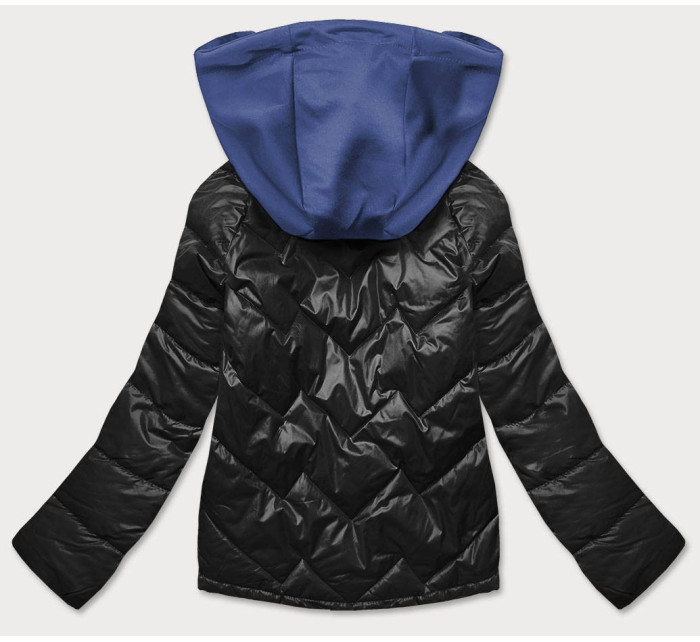 čierno / modrá dámska bunda s kapucňou (BH2003)