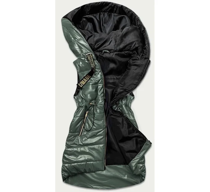 Lesklá zelená vesta s kapucňou (B9782-10) Lesklá zelená vesta s kapucňou (B9782-10)