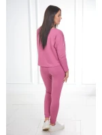 Súprava s oversize blúzou tmavo ružová