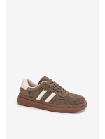 Sneakersy Damskie Zamszowe Na Platformie Ciemnozielone Sylviona