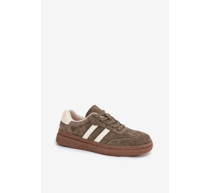 Sneakersy Damskie Zamszowe Na Platformie Ciemnozielone Sylviona