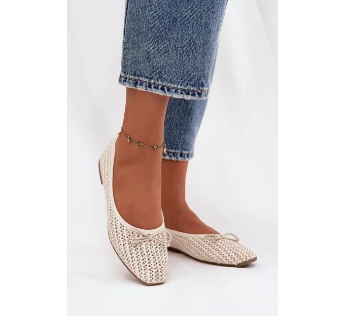 Baleríny S Pletením A Mašlí Ecru model 21744492 - Boto