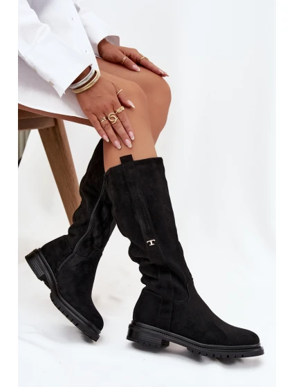 Dámske zateplené čižmy na nízkom podpätku od Delyssa - čierne