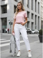 Dámske džínsy mom fit s opaskom biele FashionStreet UY2884