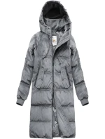 Šedá dámská manšestrová zimní bunda s kapucí model 21773179 - Libland
