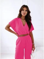 Dámská souprava ve fuchsijové barvě top a široké kalhoty model 20070373 - Moon Dámská souprava ve fuchsijové barvě top a široké kalhoty model 20070373 - Moon