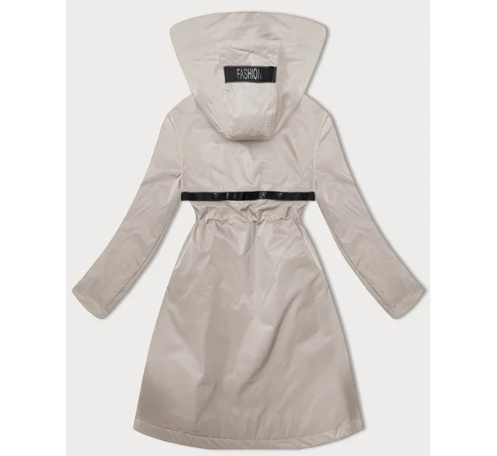 Svetlo béžová jednoduchá dámska bunda s kapucňou LHD (LHD-24592)