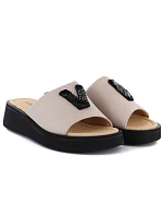 Dámske kožené žabky na platforme béžové Vinceza 66950