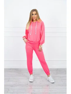 Súprava mikiny s kapucňou ružová neónová