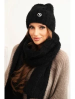 Dámský komplet čepice a z měkké příze černý model 21461088 - K-Fashion Dámský komplet čepice a z měkké příze černý model 21461088 - K-Fashion