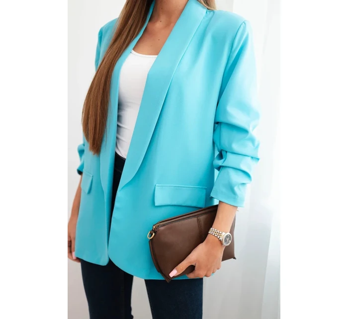 Sako s klopami elegantní tyrkysové