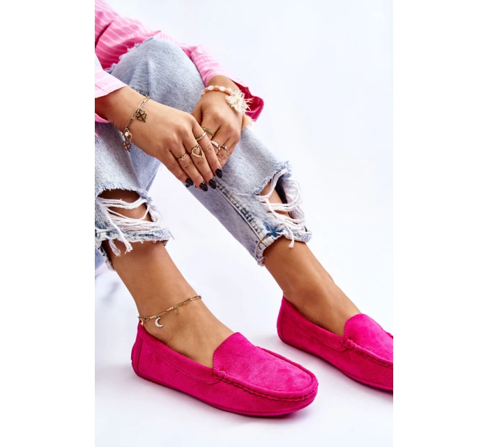 Zamszowe Mokasyny Damskie Fuksja Morreno Zamszowe Mokasyny Damskie Fuksja Morreno