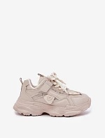 Sneakersy Dziecięce Na Platformie Beżowe Hanomess