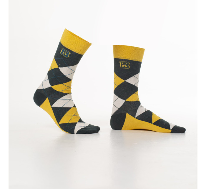 Žlté pánske ponožky s nápisom