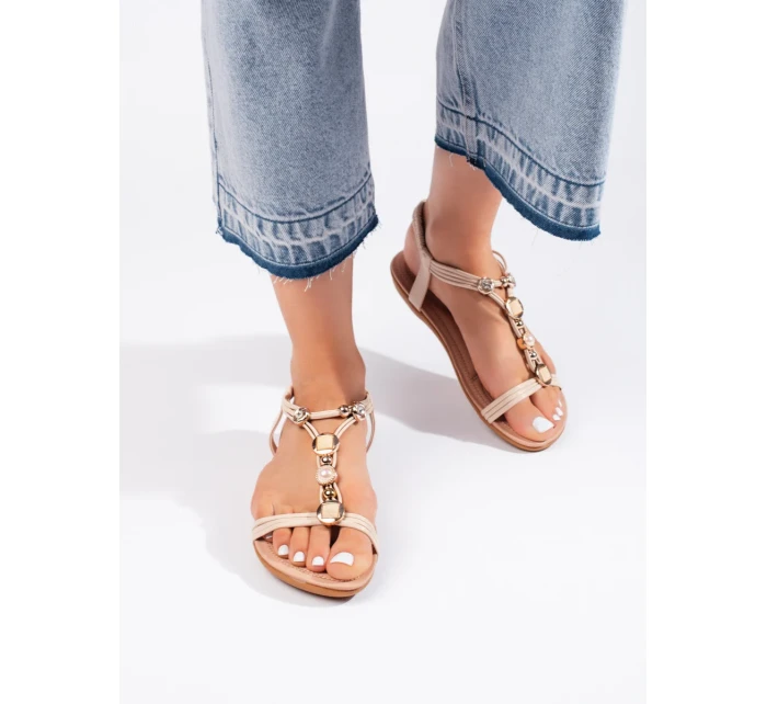 Originální hnědé sandály dámské bez podpatku Originální hnědé sandály dámské bez podpatku