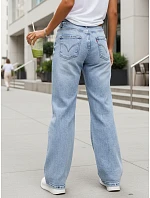 Jeansy damskie wide leg z wysokim stanem niebieskie model 22120938 - FashionStreet