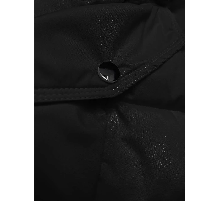 Dámska čierna páperová zimná bunda (2M-007)