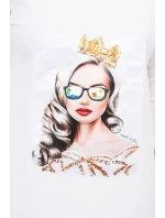 Šaty s grafikou dievčatá v 3D okuliaroch ecru Šaty s grafikou dievčatá v 3D okuliaroch ecru