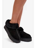 Kožené semišové sněhule dámské s kožešinou Černé model 21709719 - Boto Kožené semišové sněhule dámské s kožešinou Černé model 21709719 - Boto