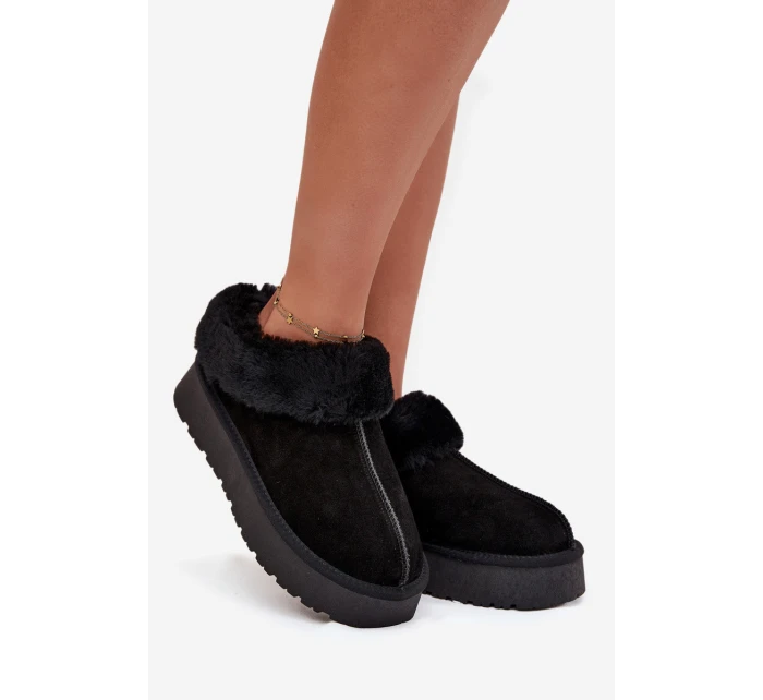 Kožené semišové sněhule dámské s kožešinou Černé model 21709719 - Boto Kožené semišové sněhule dámské s kožešinou Černé model 21709719 - Boto