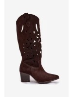 kozačky z přírodního semiše  Čokoládové model 22031659 - Zazoo