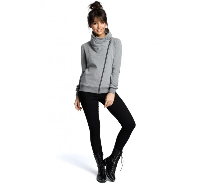 model 15097749 Mikina na zip ecru barva - BeWear