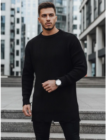 Pánský černý svetr Dstreet model 21966872 - FashionStreet Pánský černý svetr Dstreet model 21966872 - FashionStreet