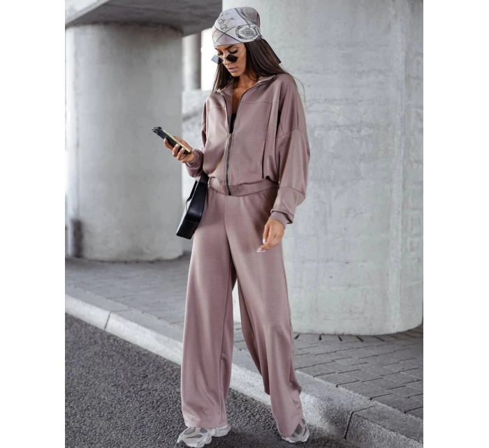 Komplet damski spodnie i bluza ze cappuccino model 21470456 - Moon