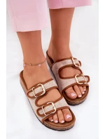 dámské pantofle na korkové platformě s přezkami Camel model 21688452 - Boto dámské pantofle na korkové platformě s přezkami Camel model 21688452 - Boto