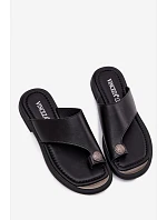 Kožené dámské žabky model 22126083 Černé - VINCEZA