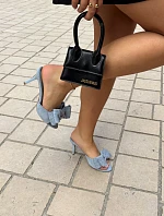 Dámske lodičky na podpätku s mašľou a imitáciou semišu Blue Magnolia