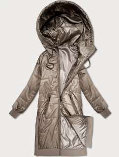 Jednoduchá béžová bunda s ozdobným prešívaním S'West (B8393-12)