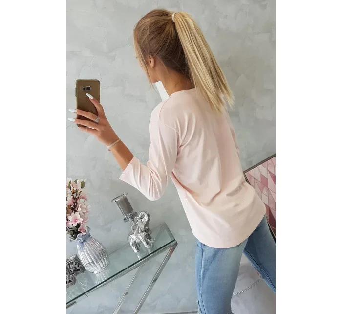 Blúzka s 3D grafikou, krajková, púdrovo ružová