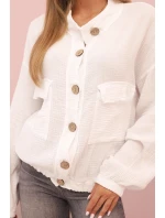 Dámske mušelínové tričko s dlhým rukávom biele