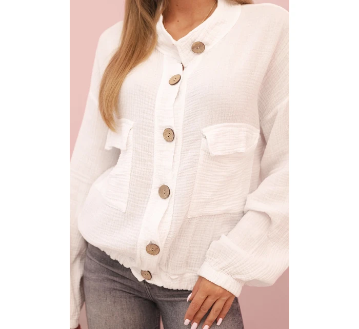 Dámske mušelínové tričko s dlhým rukávom biele