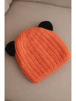Dámska zimná vlnená čiapka s bambulou K433 oranžová Dámska zimná vlnená čiapka s bambulou K433 oranžová