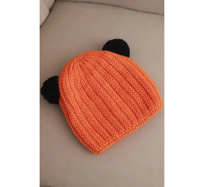 Dámska zimná vlnená čiapka s bambulou K433 oranžová Dámska zimná vlnená čiapka s bambulou K433 oranžová