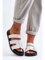 Damskie Klapki Materiałowe Na Rzep Białe Lamirose Damskie Klapki Materiałowe Na Rzep Białe Lamirose