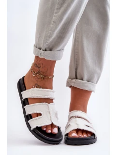 Damskie Klapki Materiałowe Na Rzep Białe Lamirose