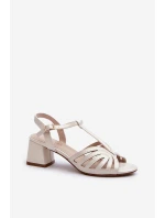 Damskie Sandały Na Obcasie Sergio Leone SK880 Perłowe