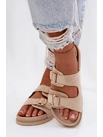 Dámské pantofle se zlatými sponami Béžové Pelorin