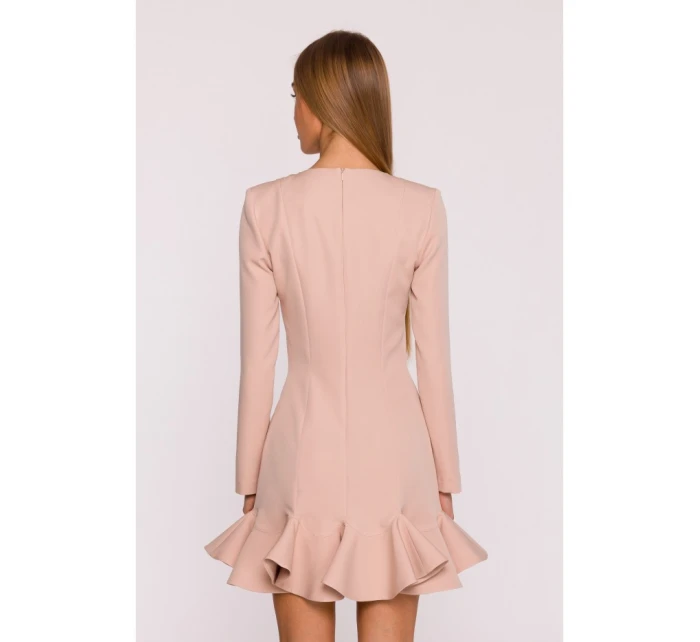 model 21296123 Šaty s volánkovým lemem béžové - Moe