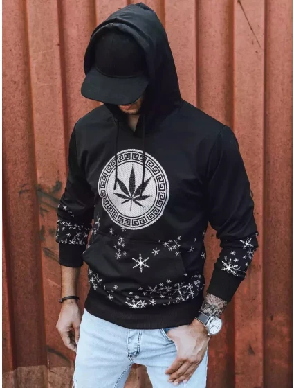 Pánska mikina s potlačou čierna FashionStreet BX5326 Pánska mikina s potlačou čierna FashionStreet BX5326