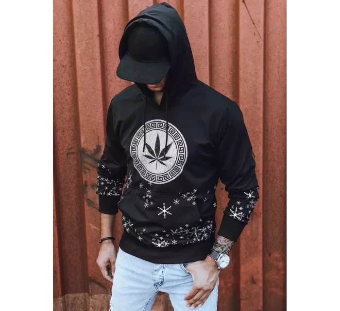 Pánska mikina s potlačou čierna FashionStreet BX5326 Pánska mikina s potlačou čierna FashionStreet BX5326