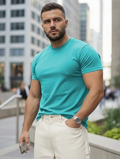 Tshirt męski basic turkusowy model 22277101 - FashionStreet